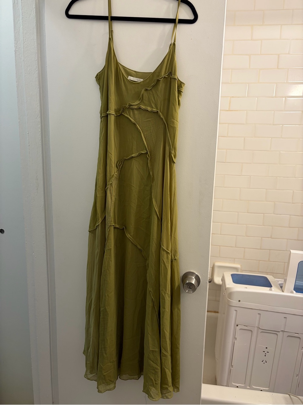 Zara Olive Spaghetti-Strap Maxi Dress